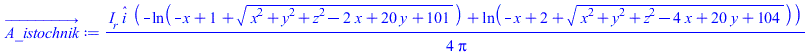 Typesetting:-mprintslash([A_istochnik_ := `+`(`/`(`*`(`/`(1, 4), `*`(I__r, `*`(_i, `*`(`+`(`-`(ln(`+`(`-`(x), 1, `*`(`^`(`+`(`*`(`^`(x, 2)), `*`(`^`(y, 2)), `*`(`^`(z, 2)), `-`(`*`(2, `*`(x))), `*`(20...