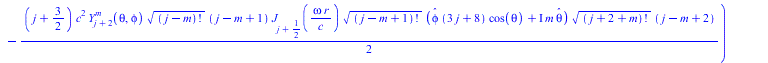 Typesetting:-mprintslash([Lame_equation_with_Toroidal_mode_of_spherical_standing_wave := `+`(`-`(`/`(`*`(rho, `*`(BesselJ(`+`(j, `/`(1, 2)), `/`(`*`(omega, `*`(r)), `*`(c))), `*`(cos(`+`(`*`(omega, `*...